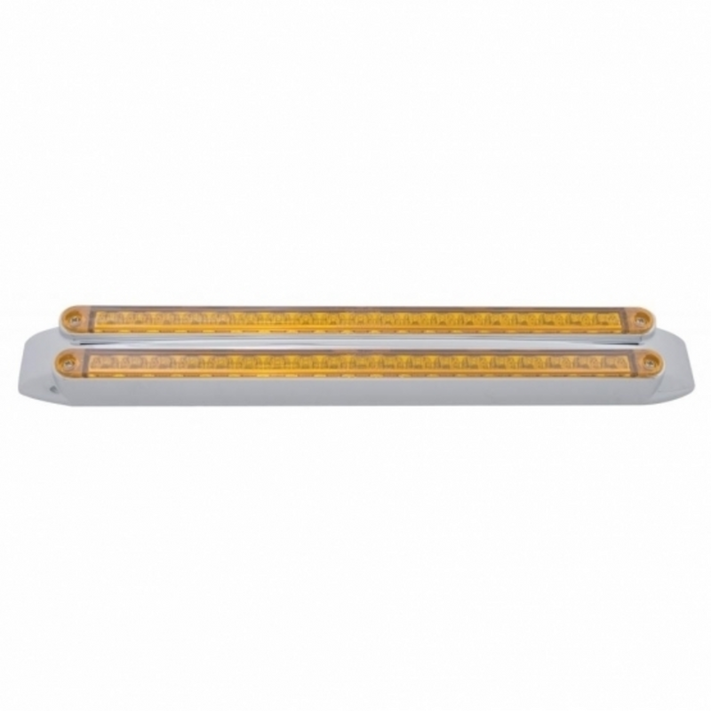Dual 19 LED 12" Reflector Turn Signal Light Bars - Amber LED/Amber Lens
