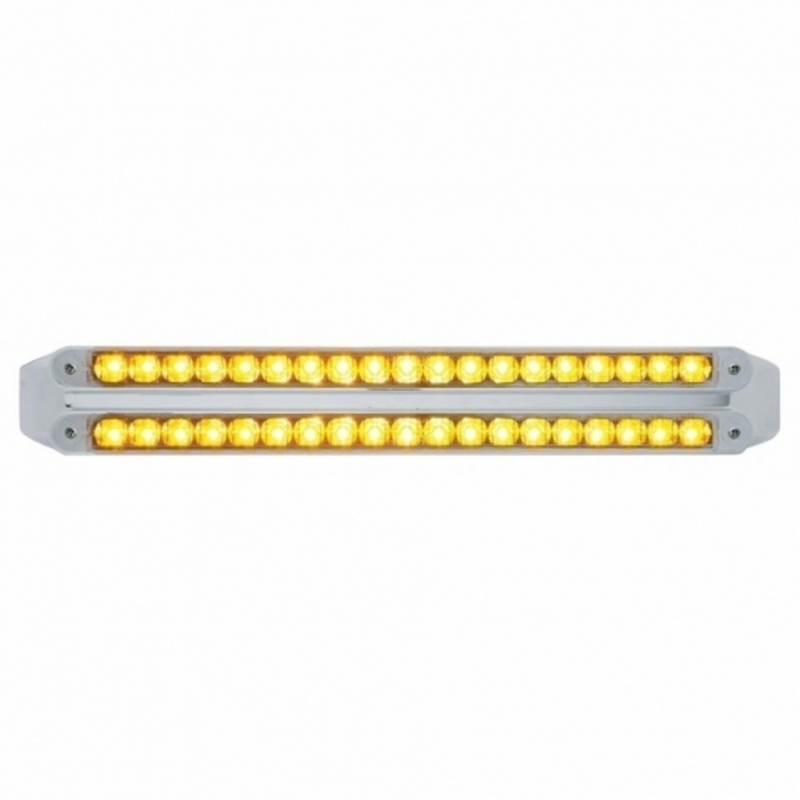 Dual 19 LED 12" Reflector Turn Signal Light Bars - Amber LED/Clear Lens