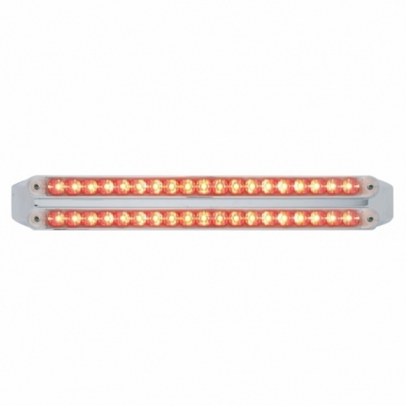 Dual 19 LED 12" Reflector Light Bars (Stop, Turn & Tail) - Red LED/Clear Lens