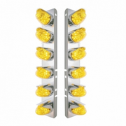 UP-37699 SS Front Air Cleaner Bracket With 12X 19 LED Watermelon Lights & Visors For Peterbilt-Amber LED & Lens