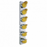 UP-37699 SS Front Air Cleaner Bracket With 12X 19 LED Watermelon Lights & Visors For Peterbilt-Amber LED & Lens