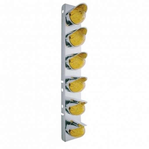 UP-37699 SS Front Air Cleaner Bracket With 12X 19 LED Watermelon Lights & Visors For Peterbilt-Amber LED & Lens