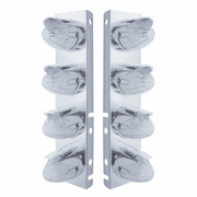 UP-37706 SS Front Air Cleaner Bracket With 8X 19 LED Watermelon Lights & Visors For Peterbilt-Amber LED/Clear Lens