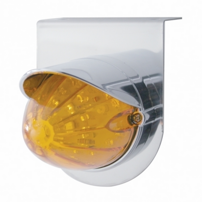 UP-37717 Stainless Light Bracket With 19 LED Watermelon Light & Visor - Amber LED/Amber Lens