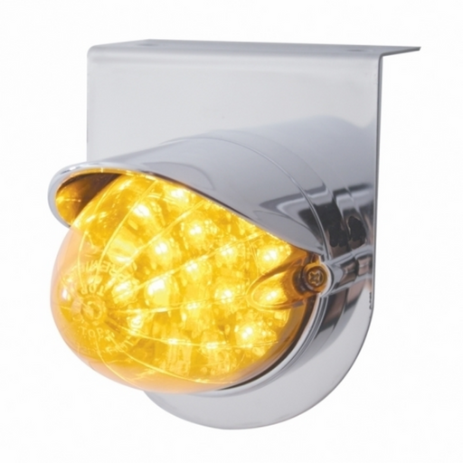 UP-37717 Stainless Light Bracket With 19 LED Watermelon Light & Visor - Amber LED/Amber Lens