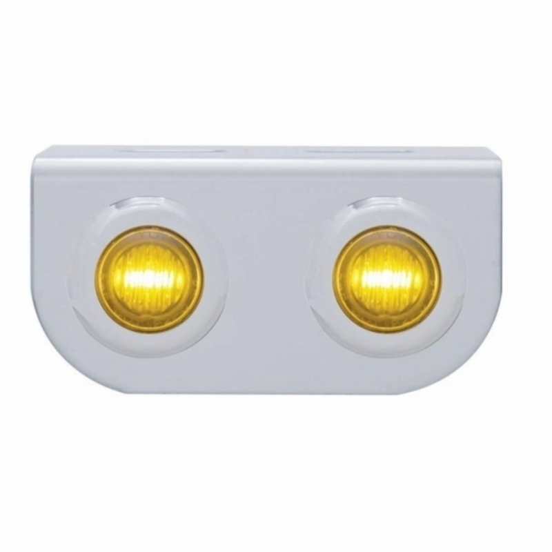Stainless Light Bracket With 2X 3 LED Mini Lights - Amber LED/Amber Lens