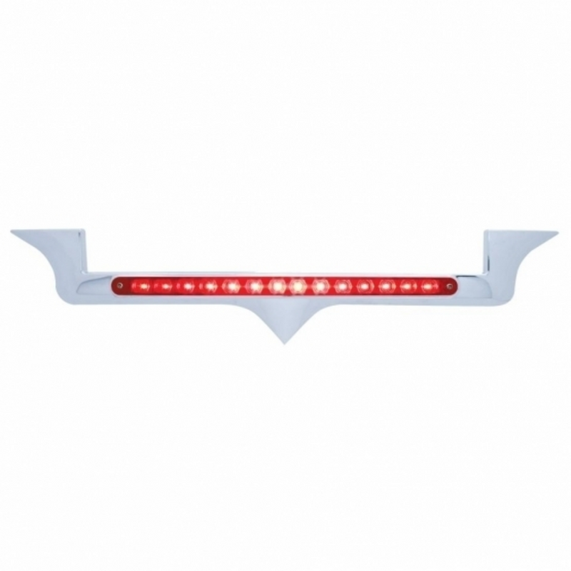 Emblema cromado para capó con barra de luces LED de 14 para Kenworth, LED rojo/lente roja
