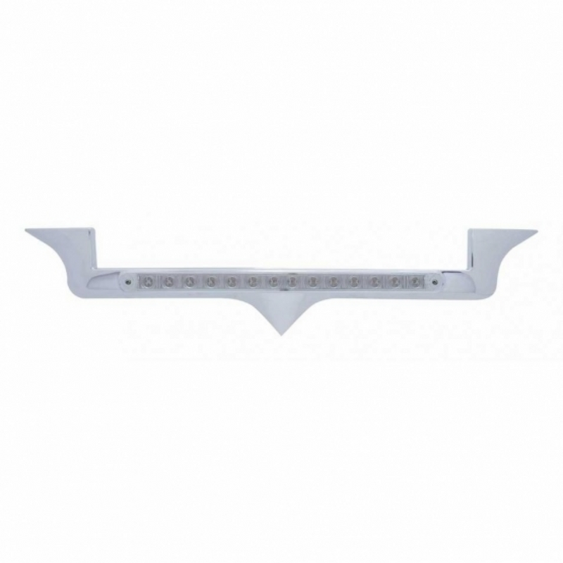 Chrome Hood Emblem Trim With 14 LED Light Bar For Kenworth - Red LED/Clear Lens