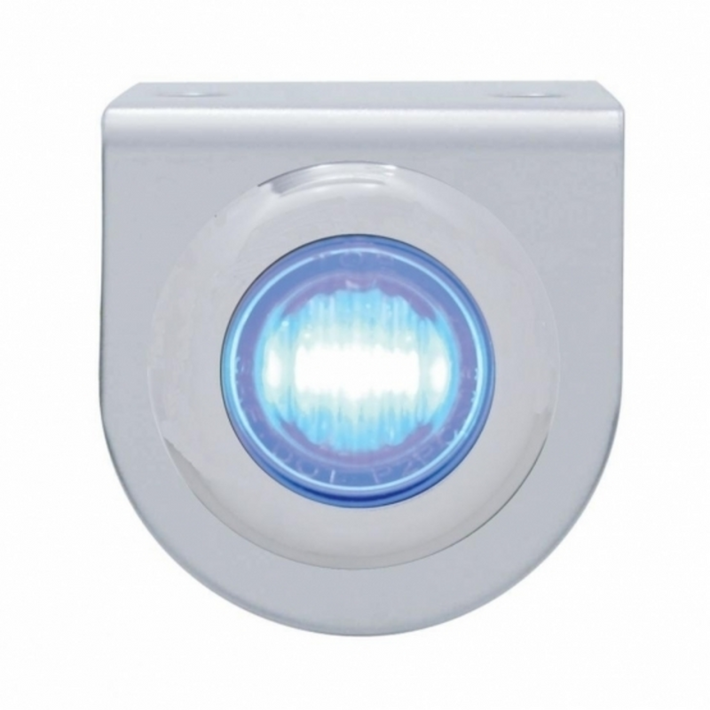 Stainless Light Bracket With 3 LED Mini Light - Blue LED/Clear Lens
