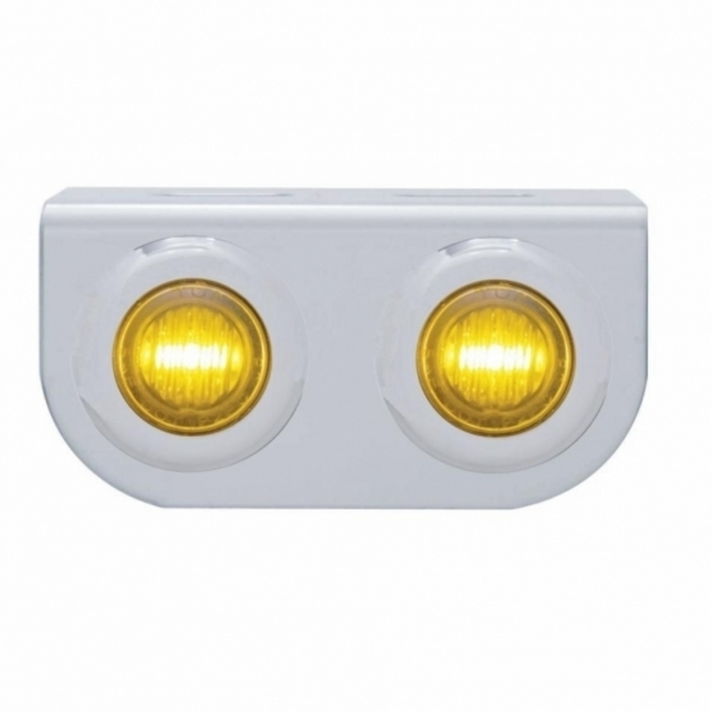 Stainless Light Bracket With 2X 3 LED Mini Lights - Amber LED/Amber Lens