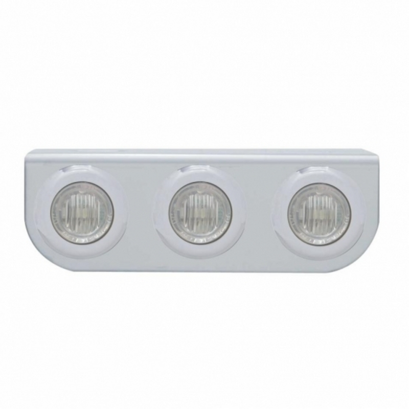 Stainless Light Bracket With 3X 3 LED Mini Lights - Red LED/Clear Lens