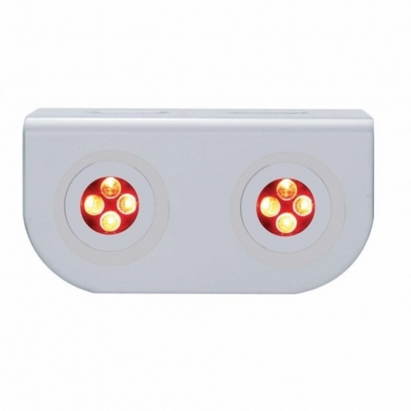 Stainless Light Bracket With 2X 4 LED Fastener Lights - Red LED/Clear Lens
