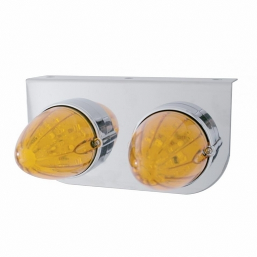 UP-37890 Stainless Light Bracket With 2X 19 LED Watermelon Lights - Amber LED/Amber Lens