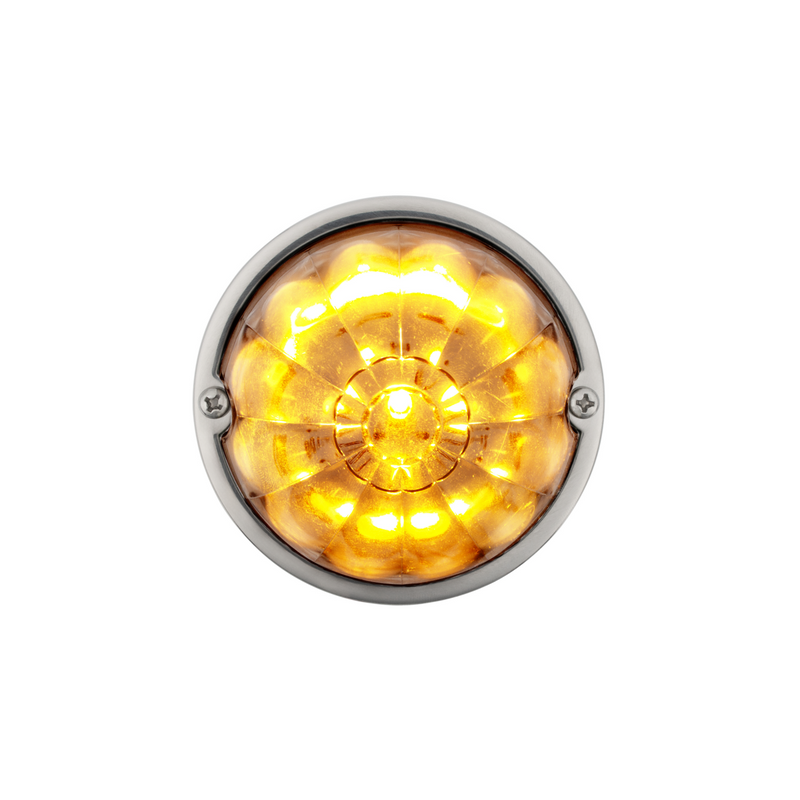 UP-37902 "with mounting base" 17 LED Dual Function Watermelon Flush Mount Kit - Amber LED/Clear Lens