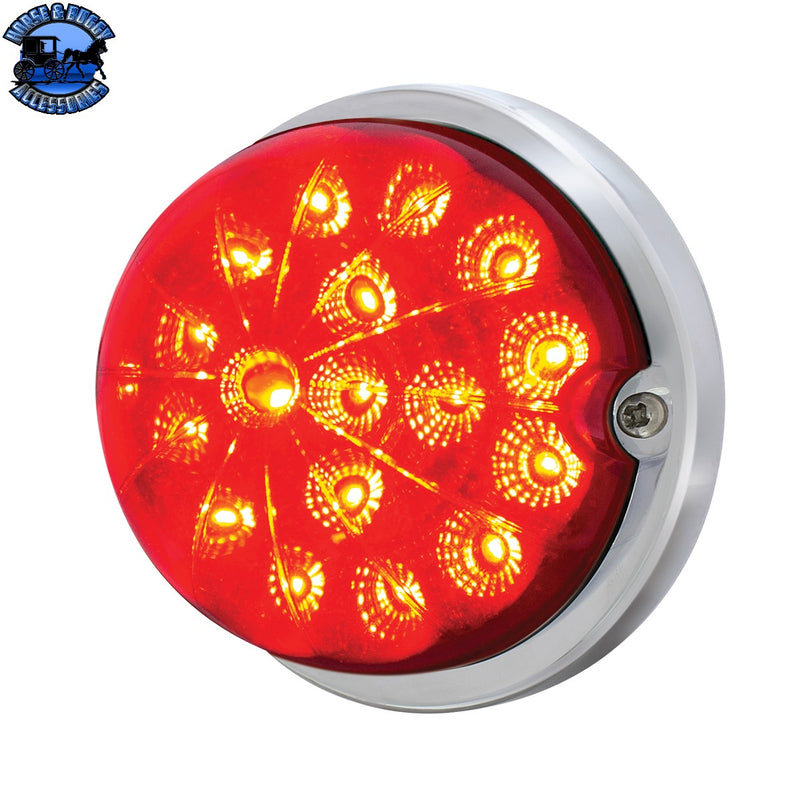 UP-37913 "with mounting base"17 LED Dual Function Watermelon Clear Reflector Flush Mount Kit - Red LED/Red Lens