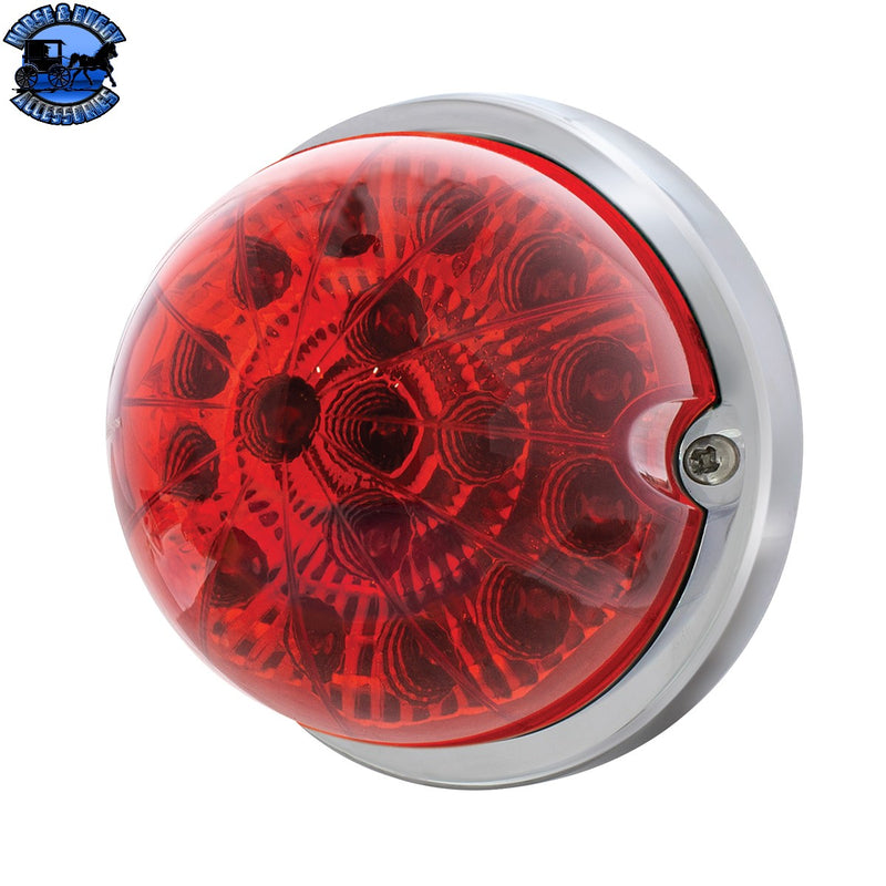 UP-37913 "with mounting base"17 LED Dual Function Watermelon Clear Reflector Flush Mount Kit - Red LED/Red Lens