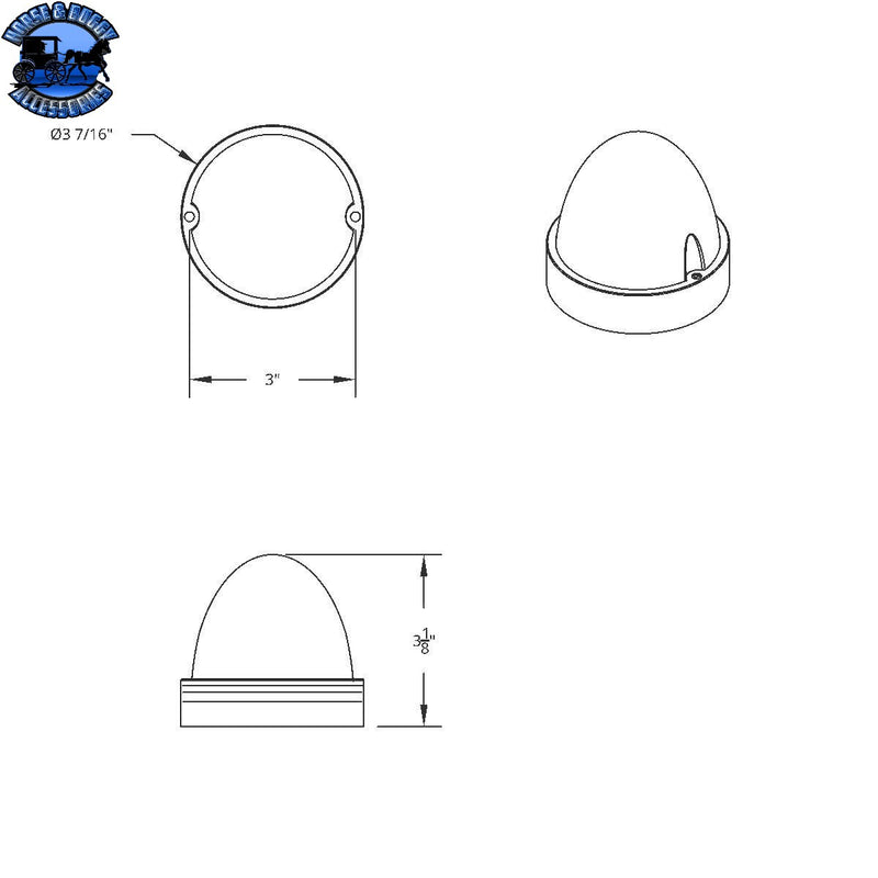 UP-37918 17 LED Watermelon Clear Reflector Flush Mount Kit - Amber LED/Clear Lens