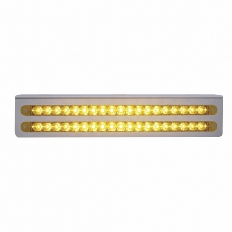 UP-37928 12-3/4" Stainless Light Bracket With 2X 19 LED 12" Light Bars - Amber LED/Amber Lens