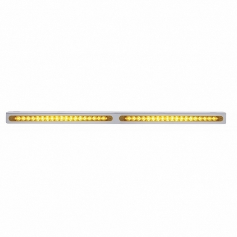 25-5/16" Stainless Light Bracket With 2X 19 LED 12" Light Bars - Amber LED/Amber Lens
