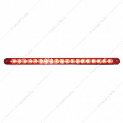 UP-37941 19 LED 12" Reflector Light Bar With Bezel (Stop, Turn & Tail) - Red LED/Red Lens Brown