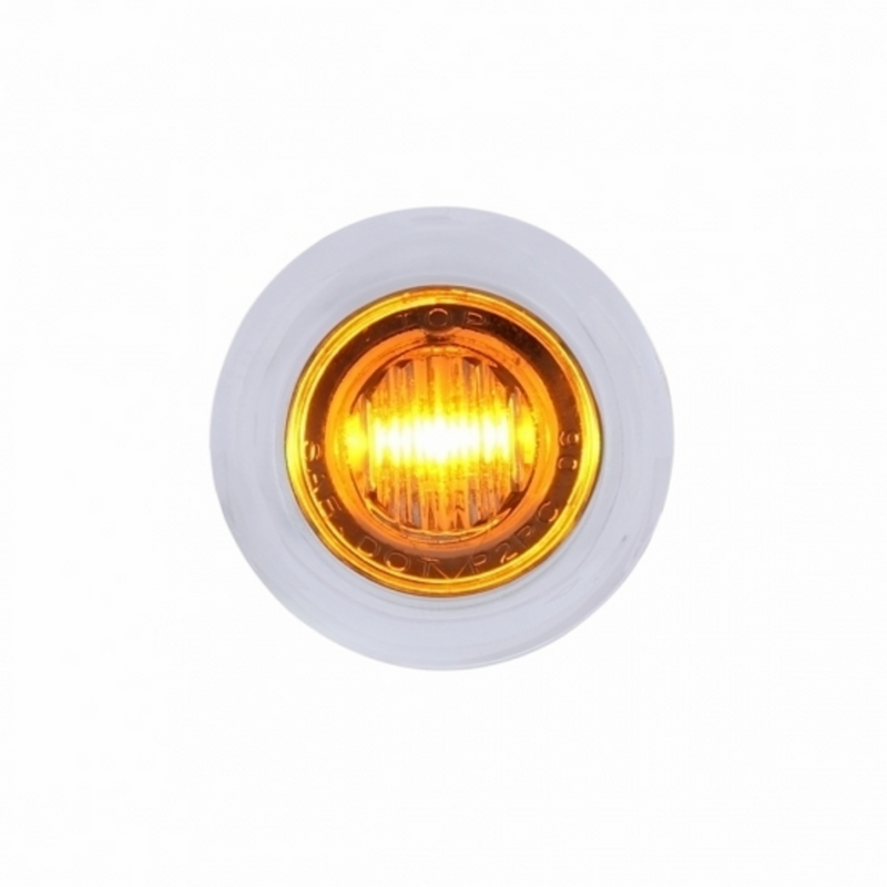 UP-37969 3 LED Dual Function 3/4" Mini Light With Bezel (Clearance/Marker) - Amber LED/Clear Lens