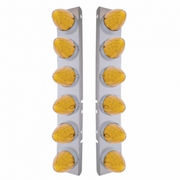 UP-37984 SS Front Air Cleaner Bracket With 12X 19 LED Watermelon Lights & Bezels For Peterbilt-Amber LED & Lens