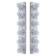 UP-37985 SS Front Air Cleaner Bracket With 12X 19 LED Watermelon Lights & Bezels For Peterbilt-Amber LED/Clear Lens
