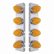 UP-37990 SS Front Air Cleaner Bracket With 8X 19 LED Watermelon Lights & Bezels For Peterbilt-Amber LED & Lens