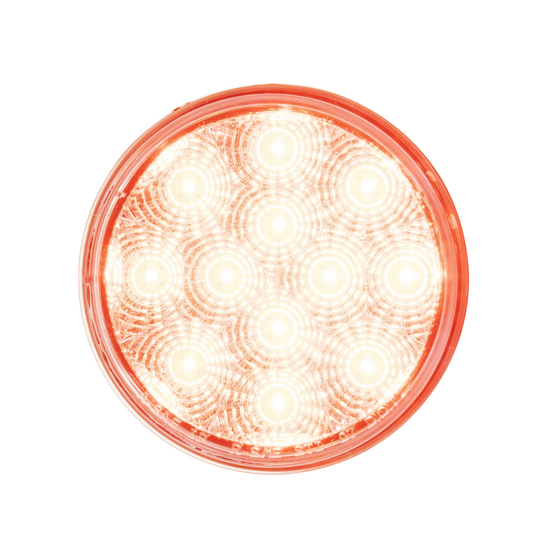 UP-38117 12 LED 4" Round Reflector Light (Stop, Turn & Tail) - Red LED/Clear Lens