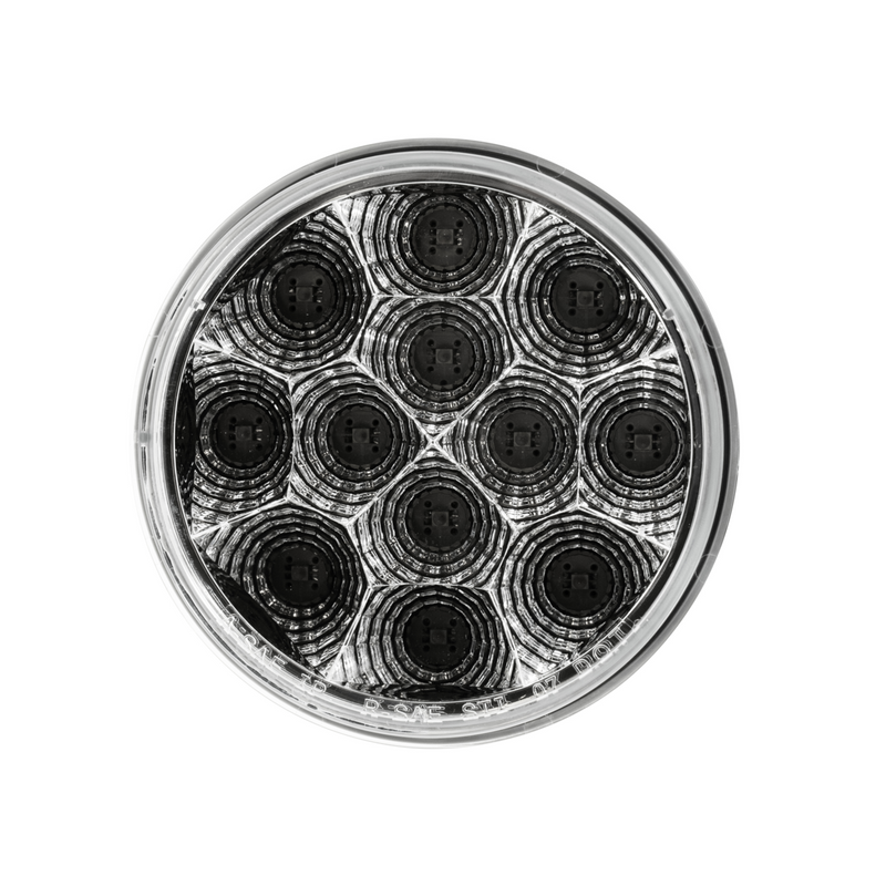 UP-38117 12 LED 4" Round Reflector Light (Stop, Turn & Tail) - Red LED/Clear Lens