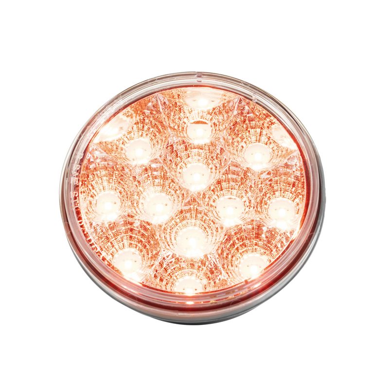UP-38117 12 LED 4" Round Reflector Light (Stop, Turn & Tail) - Red LED/Clear Lens