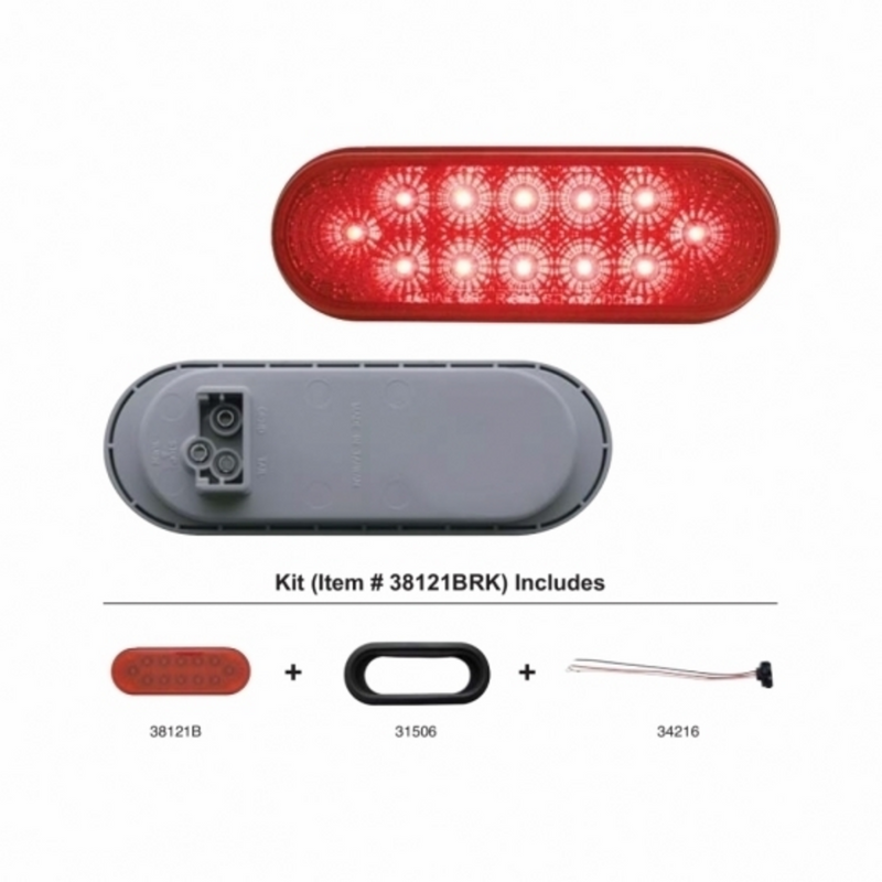 Kit de luces reflectoras ovaladas de 12 LED de 6" (freno, giro y cola) - LED rojo/lente roja