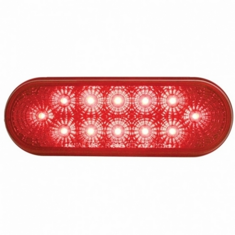 Kit de luces reflectoras ovaladas de 12 LED de 6" (freno, giro y cola) - LED rojo/lente roja