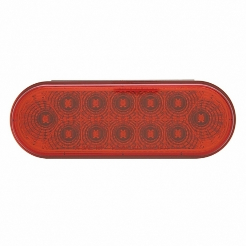 UP-38121 12 LED 6" Oval Reflector Light (Stop, Turn & Tail) - Red LED/Red Lens