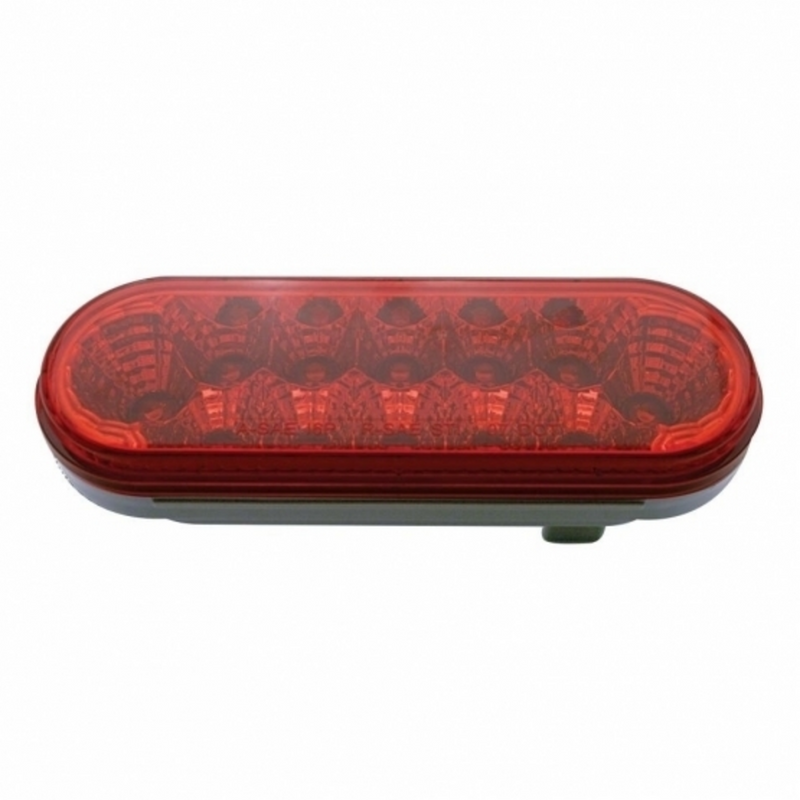 UP-38121 12 LED 6" Oval Reflector Light (Stop, Turn & Tail) - Red LED/Red Lens