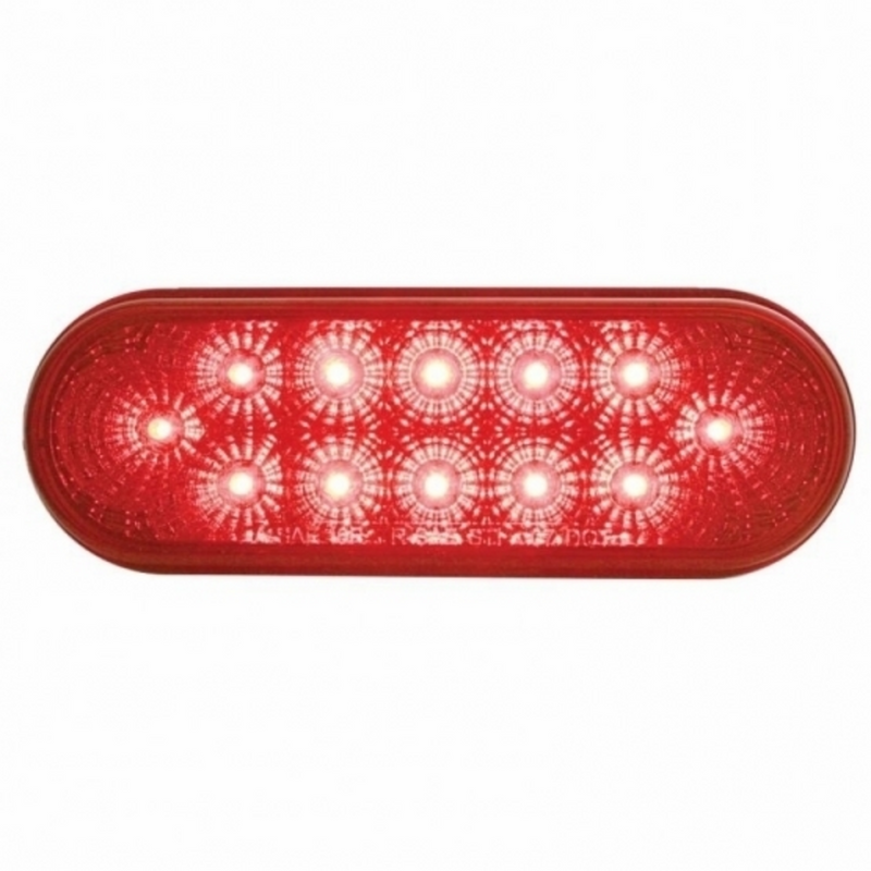 UP-38121 12 LED 6" Oval Reflector Light (Stop, Turn & Tail) - Red LED/Red Lens