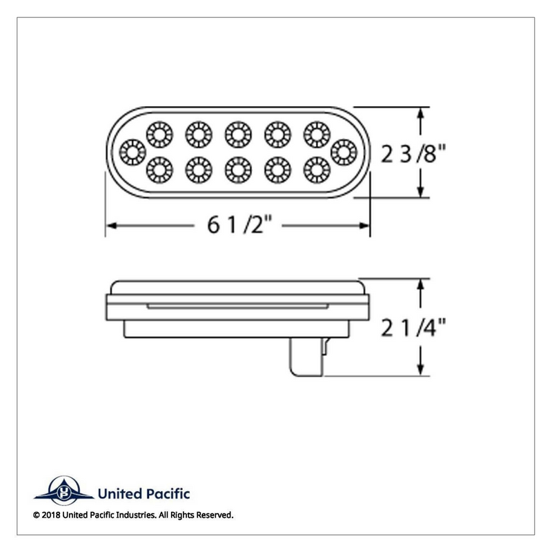 UP-38121 12 LED 6" Oval Reflector Light (Stop, Turn & Tail) - Red LED/Red Lens