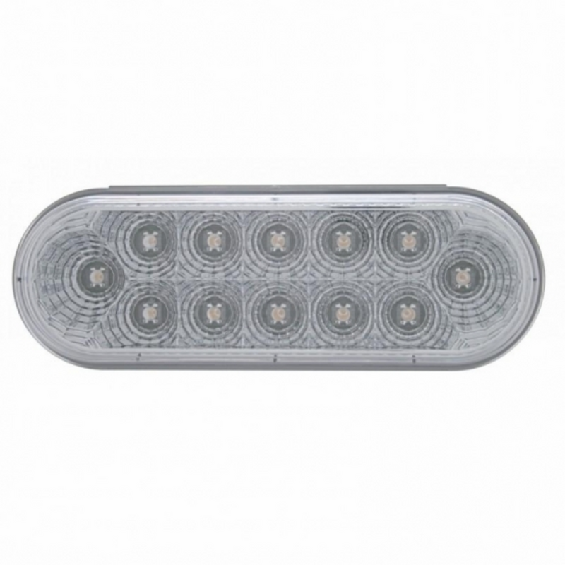 UP-38122 12 LED 6" Oval Reflector Light (Stop, Turn & Tail) - Red LED/Clear Lens
