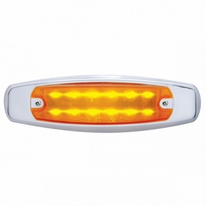 UP-38134 12 LED Rectangular Light (Clearance/Marker) With Chrome Bezel - Amber LED/Amber Lens