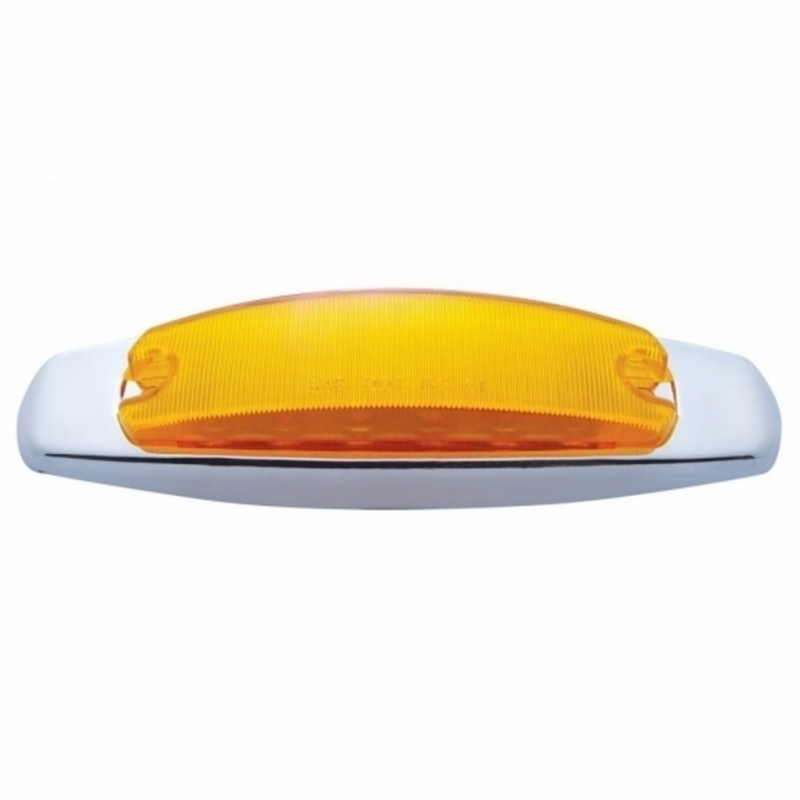 UP-38134 12 LED Rectangular Light (Clearance/Marker) With Chrome Bezel - Amber LED/Amber Lens