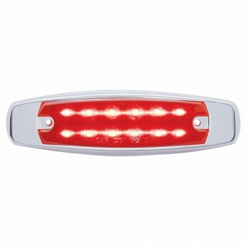 UP-38135 12 LED Rectangular Light (Clearance/Marker) With Chrome Bezel - Red LED/Red Lens