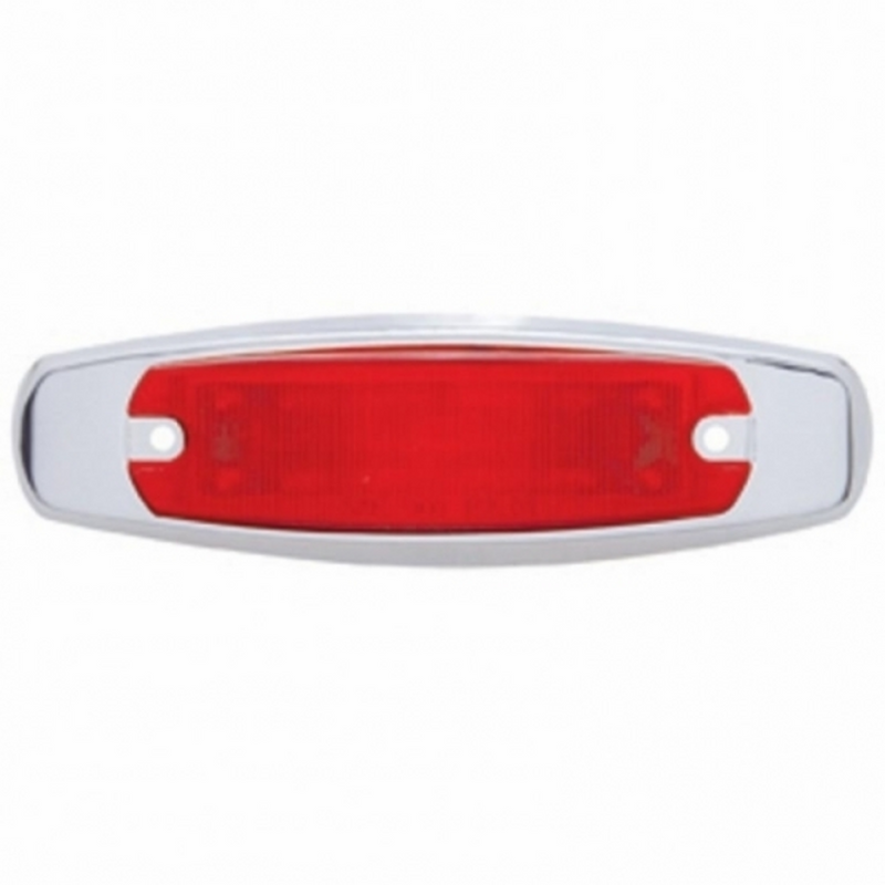 UP-38135 12 LED Rectangular Light (Clearance/Marker) With Chrome Bezel - Red LED/Red Lens