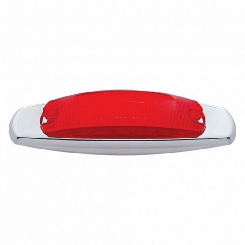 UP-38135 12 LED Rectangular Light (Clearance/Marker) With Chrome Bezel - Red LED/Red Lens