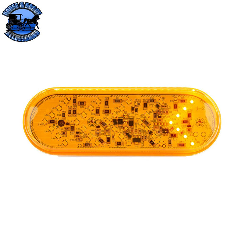 35 LED 6" Oval Sequential Turn Signal Light - Amber LED/Amber Lens Dark Orange
