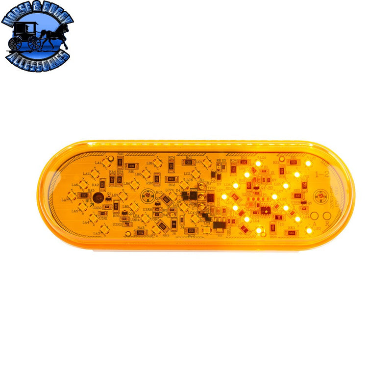 35 LED 6" Oval Sequential Turn Signal Light - Amber LED/Amber Lens Orange
