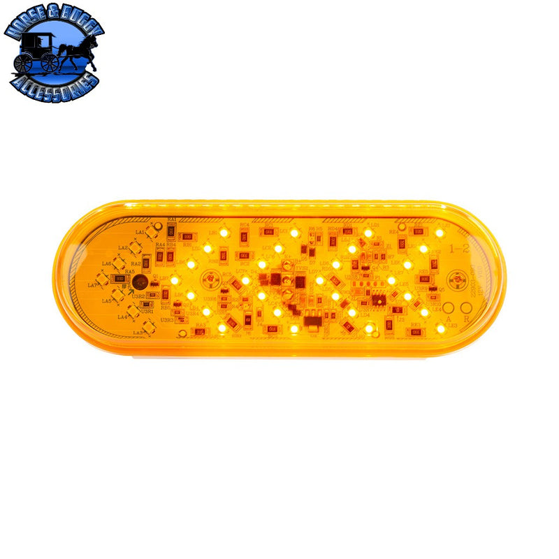 35 LED 6" Oval Sequential Turn Signal Light - Amber LED/Amber Lens Orange