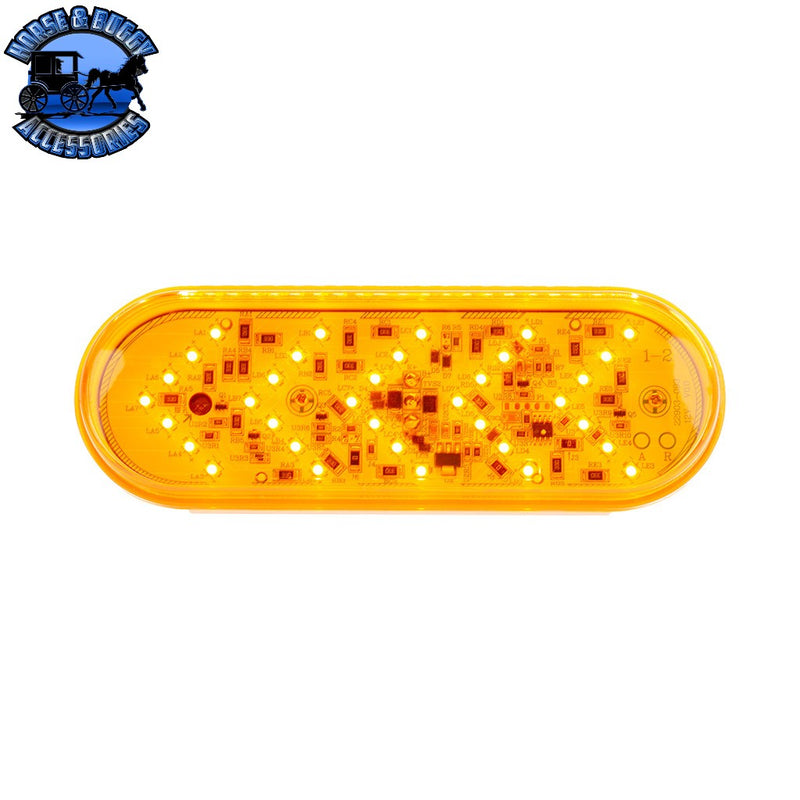 35 LED 6" Oval Sequential Turn Signal Light - Amber LED/Amber Lens Orange