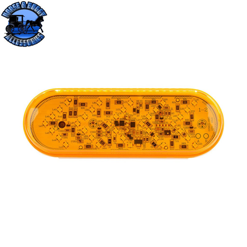 35 LED 6" Oval Sequential Turn Signal Light - Amber LED/Amber Lens Dark Orange