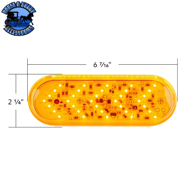 35 LED 6" Oval Sequential Turn Signal Light - Amber LED/Amber Lens Orange