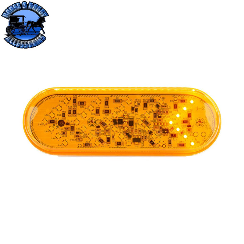 36 LED 6" Oval Sequential Turn Signal Light - Amber LED/Amber Lens (Bulk) Dark Orange